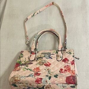 Nine West Pink Floral Quilted Satchel with Detachable Strap
